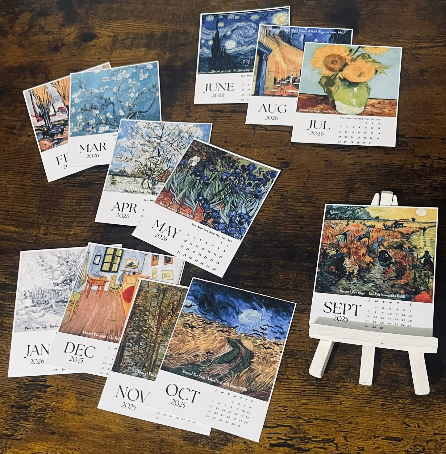 Vincent van Gogh Desk Calendar with Stand 2026 (Fine Art Calendar)