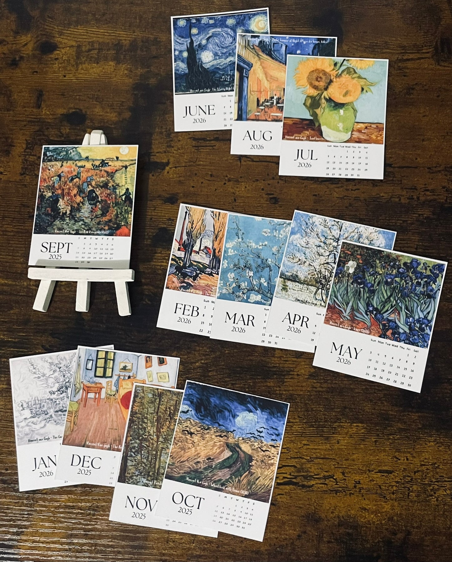 Vincent van Gogh Desk Calendar with Stand 2026 (Fine Art Calendar)