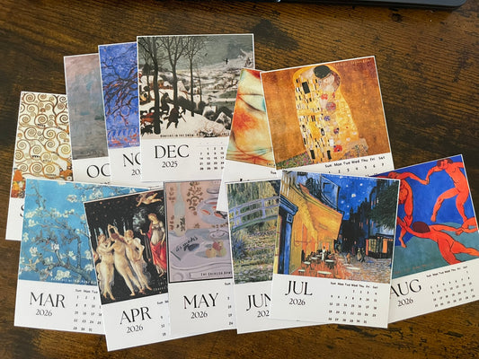 Fine Art 2026 Fridge Magnet Calendar  Famous Artwork  Refrigerator Calendar