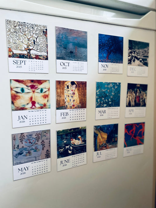 Fine Art 2026 Fridge Magnet Calendar  Famous Artwork  Refrigerator Calendar