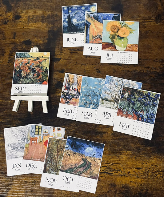 Vincent van Gogh Desk Calendar with Stand 2026 (Fine Art Calendar)