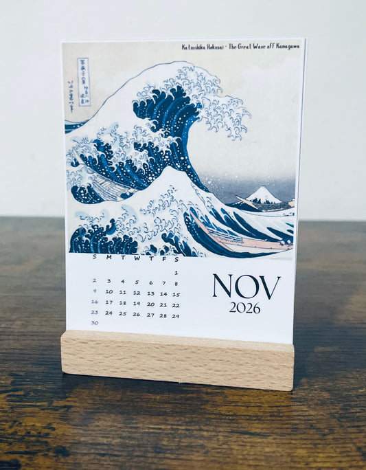 Katsushika Hokusai 2026 Desk Calendar with Stand (Japanese  Famous Art Calendar)