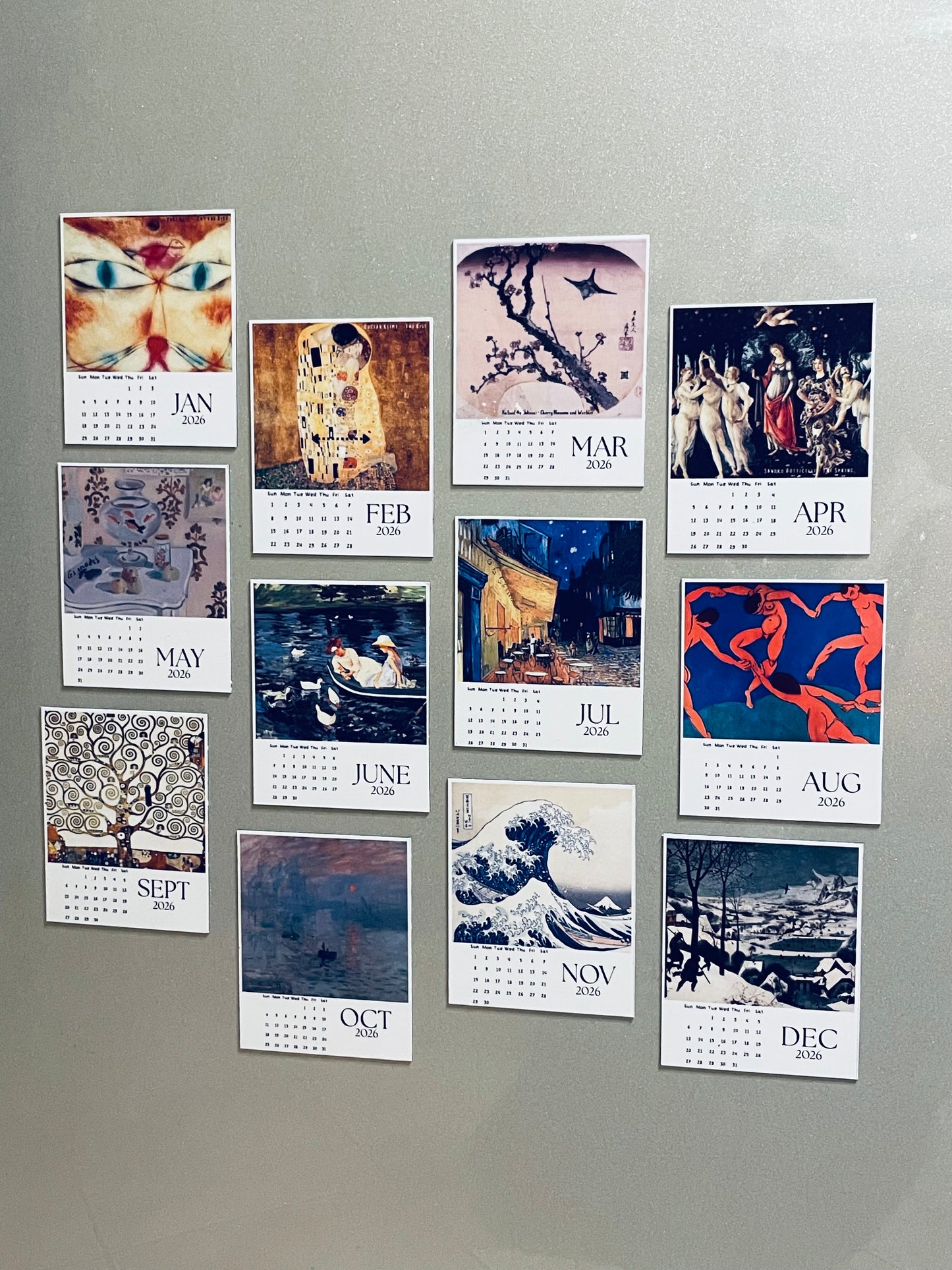 2026 Art Lovers Fridge Magnet Calendar – Famous Masterpieces for Your Refrigerator