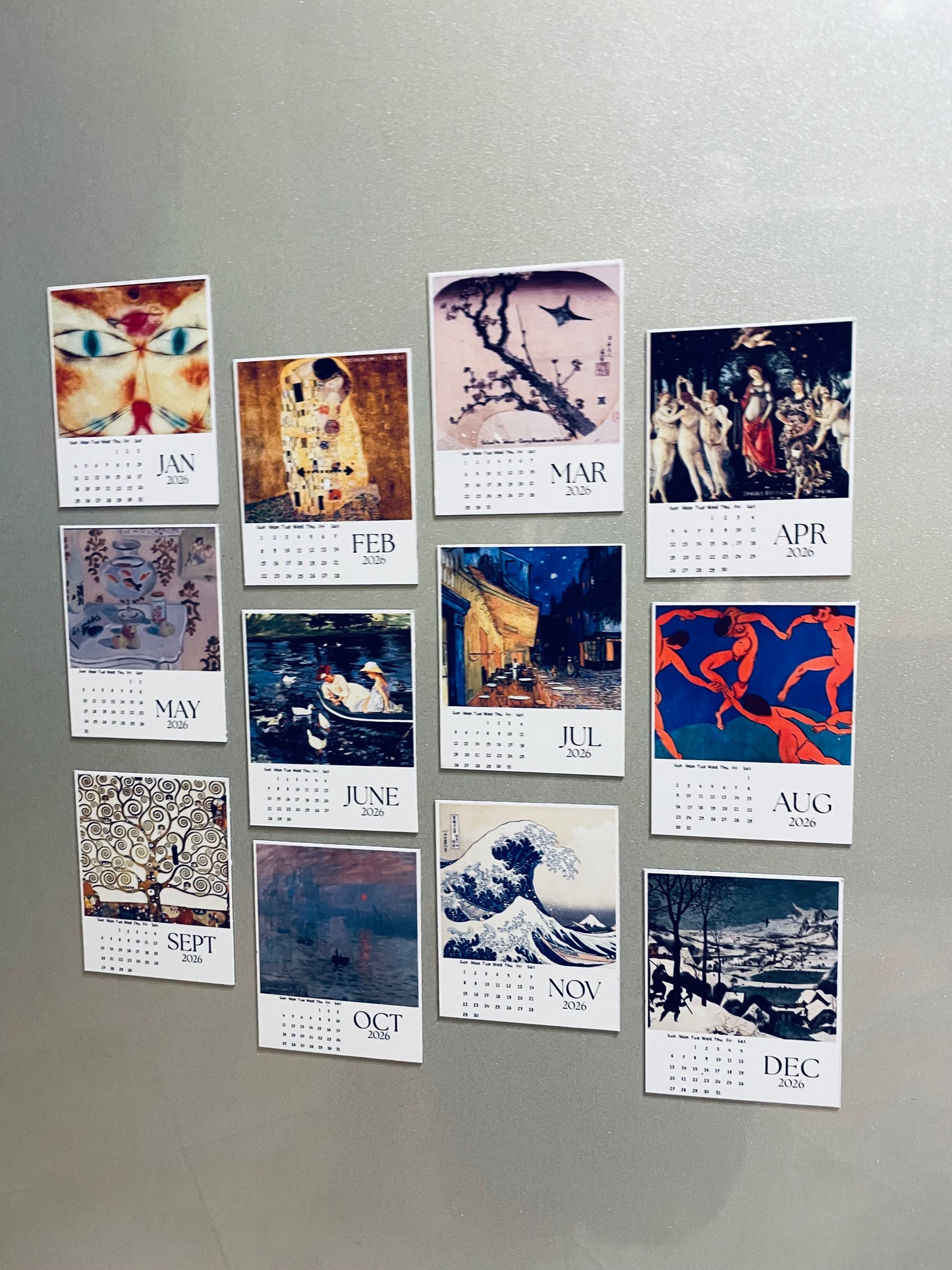 2026 Art Lovers Fridge Magnet Calendar – Famous Masterpieces for Your Refrigerator