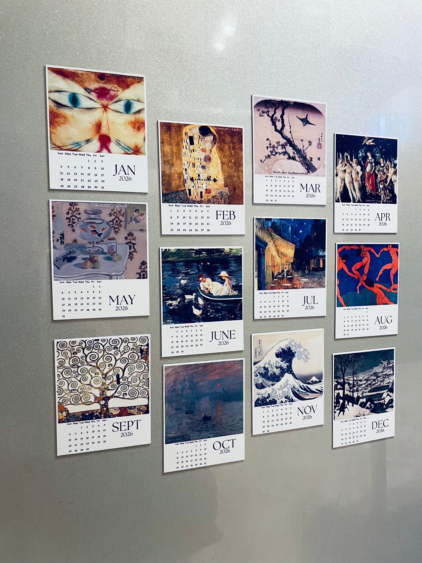 2026 Art Lovers Fridge Magnet Calendar – Famous Masterpieces for Your Refrigerator