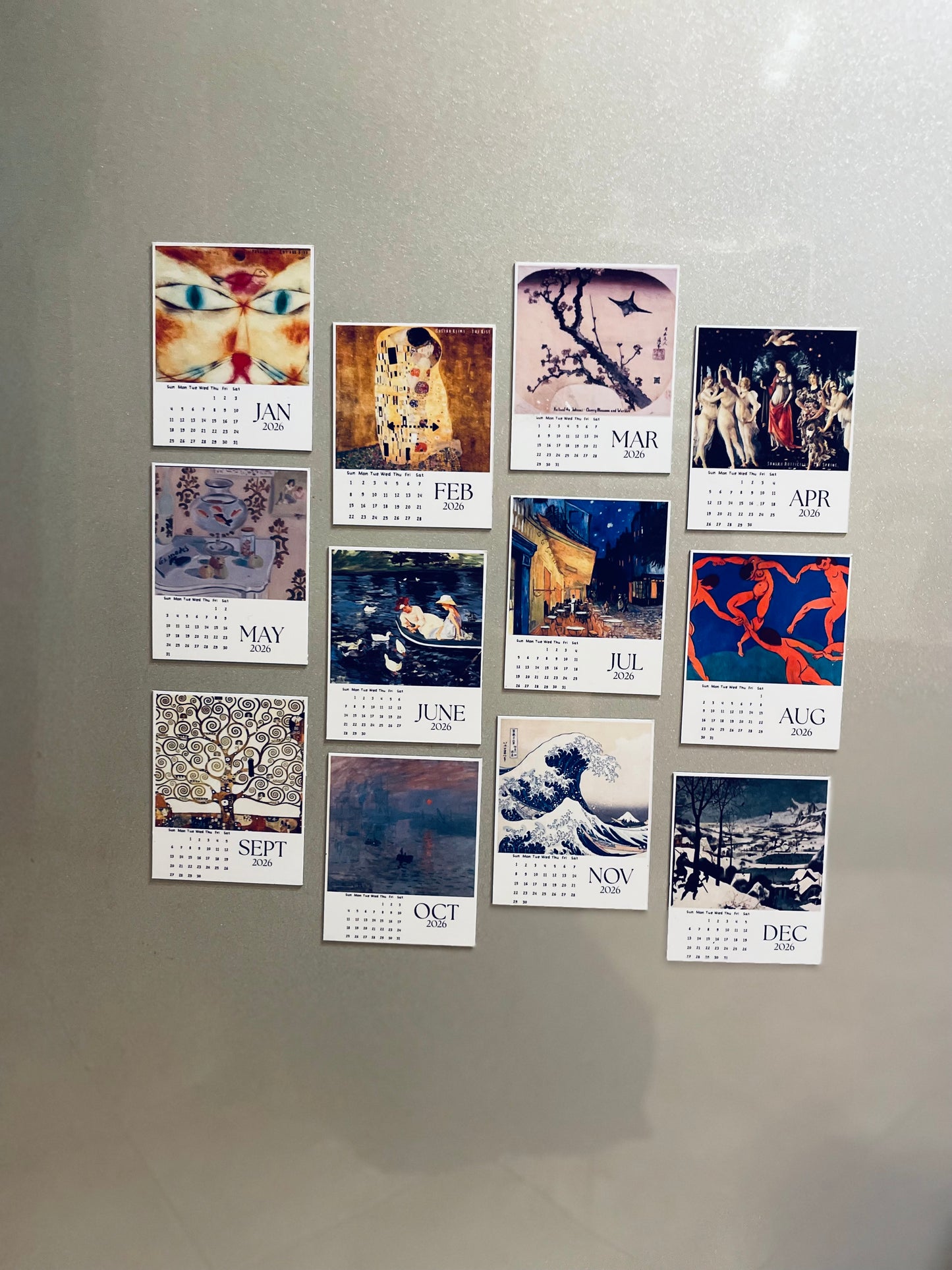 2026 Art Lovers Fridge Magnet Calendar – Famous Masterpieces for Your Refrigerator