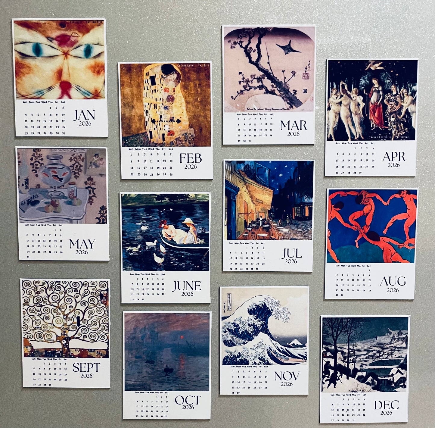 2026 Art Lovers Fridge Magnet Calendar – Famous Masterpieces for Your Refrigerator